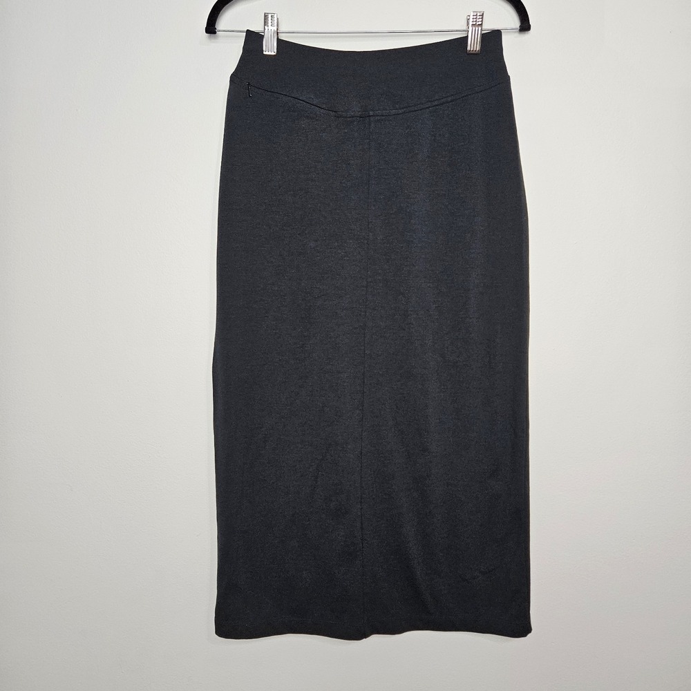 Sahalie Skirt Size XS Pull On Cotton Blend Midi Length Zip Slit Pocket Gray
